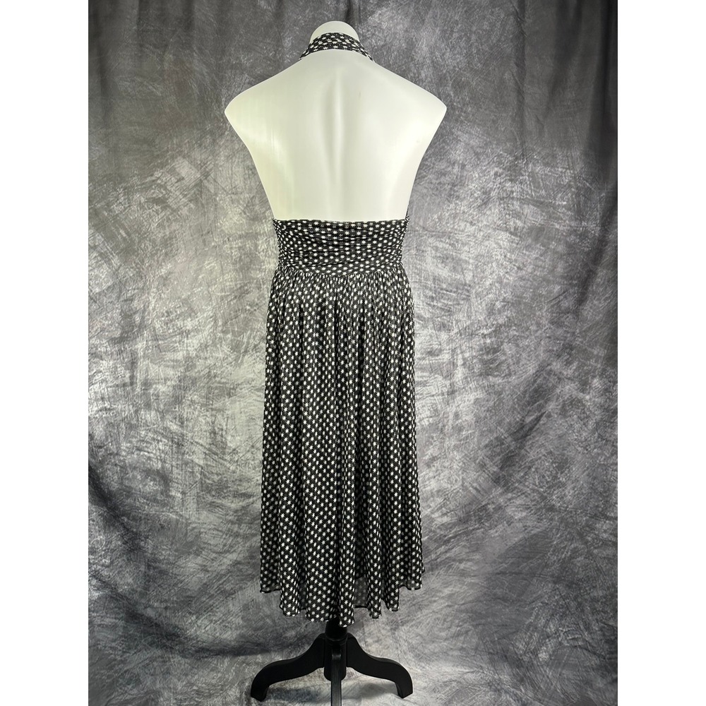 Diane von Furstenberg 100% Silk Anais Halter Dress Women 6 Sm Black Star Print - Picture 3 of 6